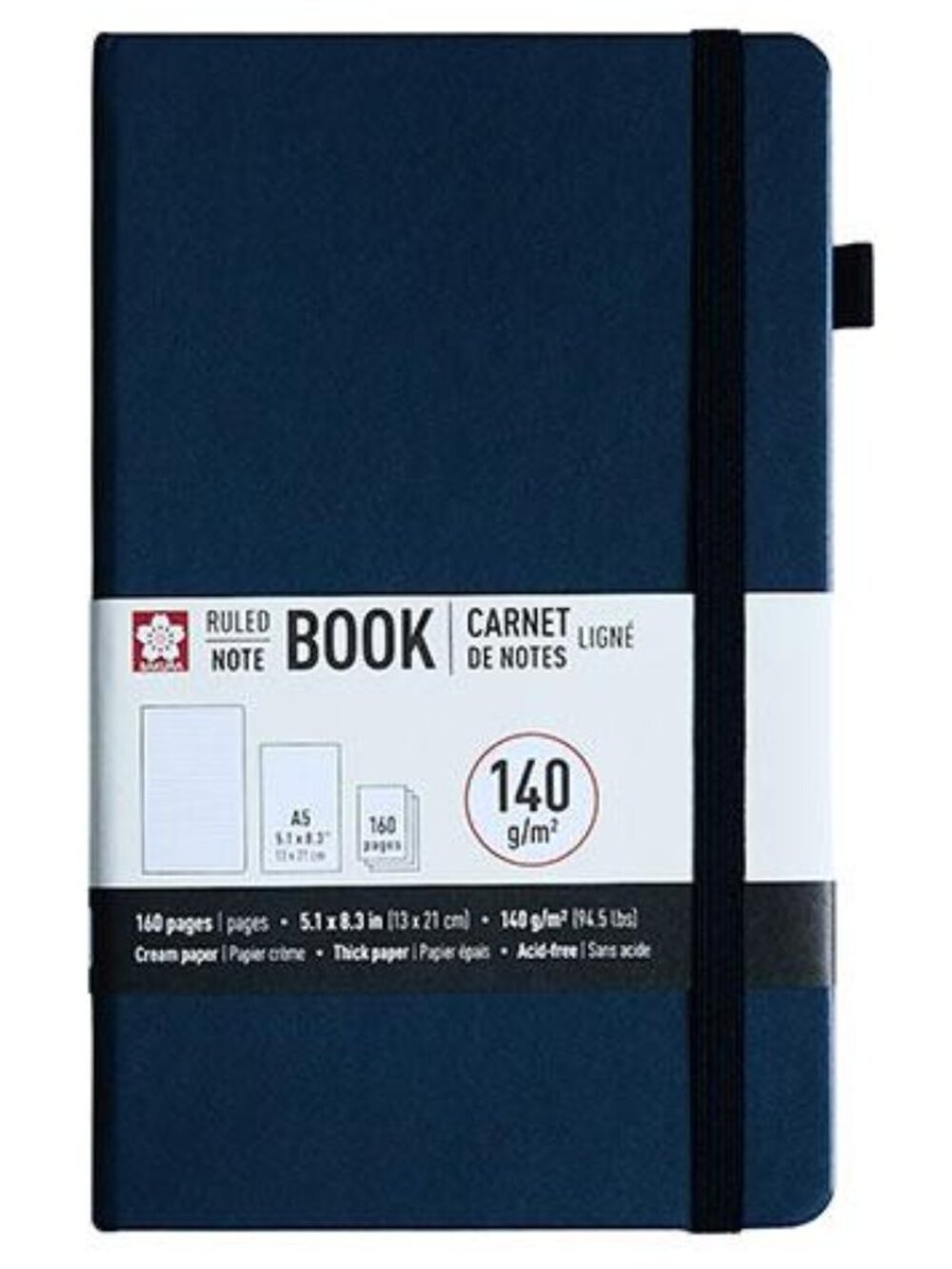 Sakura Notebook Ruled 160 Pages Deep Indigo 5.1"X8.3" A5 Size School Office